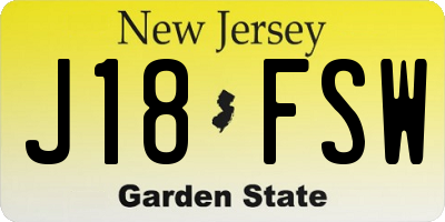 NJ license plate J18FSW