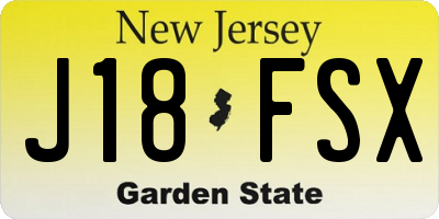 NJ license plate J18FSX