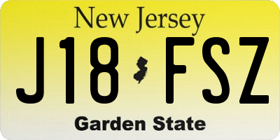 NJ license plate J18FSZ