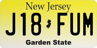 NJ license plate J18FUM
