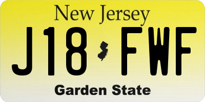 NJ license plate J18FWF