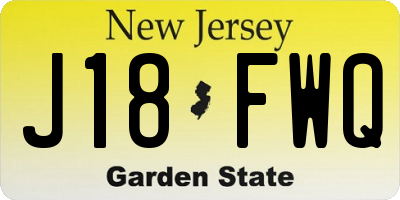 NJ license plate J18FWQ
