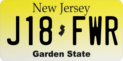 NJ license plate J18FWR