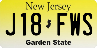 NJ license plate J18FWS