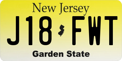 NJ license plate J18FWT