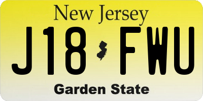 NJ license plate J18FWU