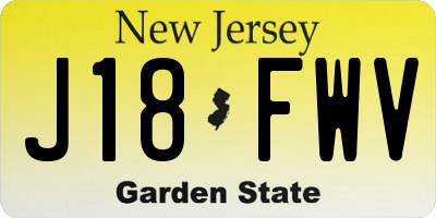 NJ license plate J18FWV