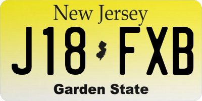 NJ license plate J18FXB