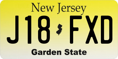 NJ license plate J18FXD