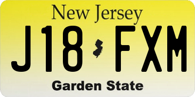 NJ license plate J18FXM