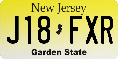 NJ license plate J18FXR