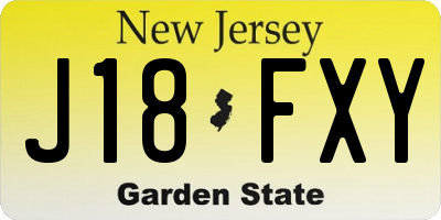 NJ license plate J18FXY