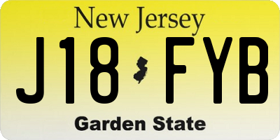 NJ license plate J18FYB