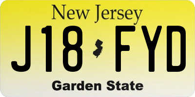 NJ license plate J18FYD