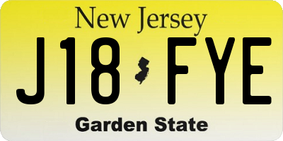 NJ license plate J18FYE
