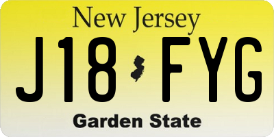 NJ license plate J18FYG