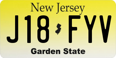 NJ license plate J18FYV