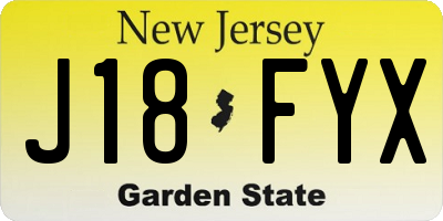NJ license plate J18FYX