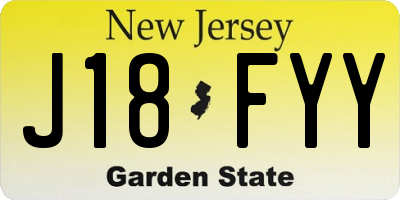 NJ license plate J18FYY