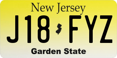 NJ license plate J18FYZ