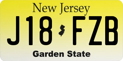 NJ license plate J18FZB