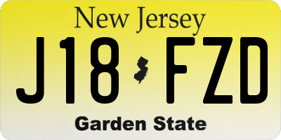 NJ license plate J18FZD