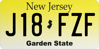 NJ license plate J18FZF