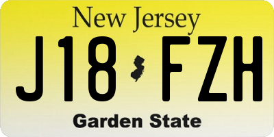NJ license plate J18FZH
