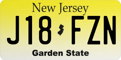 NJ license plate J18FZN