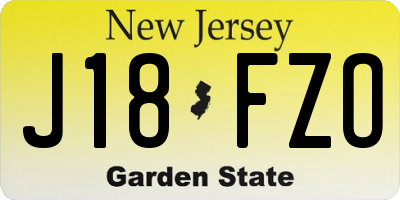 NJ license plate J18FZO
