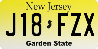 NJ license plate J18FZX