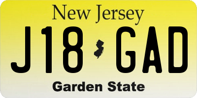 NJ license plate J18GAD
