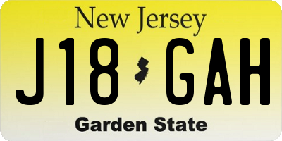 NJ license plate J18GAH