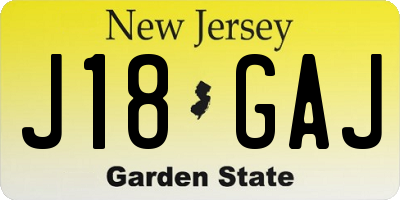 NJ license plate J18GAJ