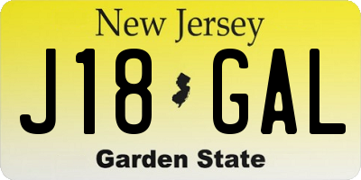 NJ license plate J18GAL