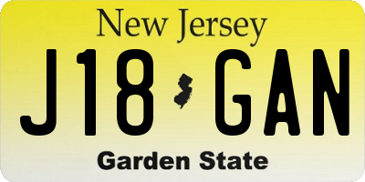 NJ license plate J18GAN