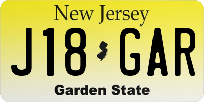 NJ license plate J18GAR