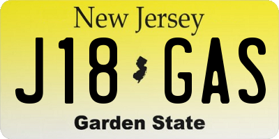 NJ license plate J18GAS