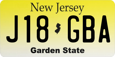 NJ license plate J18GBA