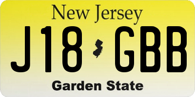 NJ license plate J18GBB