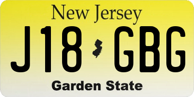 NJ license plate J18GBG