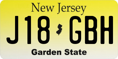 NJ license plate J18GBH