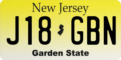 NJ license plate J18GBN