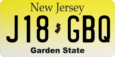 NJ license plate J18GBQ