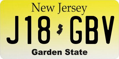 NJ license plate J18GBV