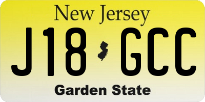 NJ license plate J18GCC