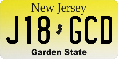 NJ license plate J18GCD