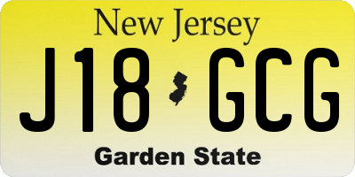 NJ license plate J18GCG