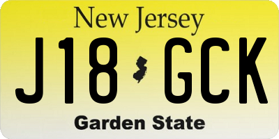 NJ license plate J18GCK
