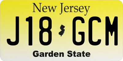 NJ license plate J18GCM